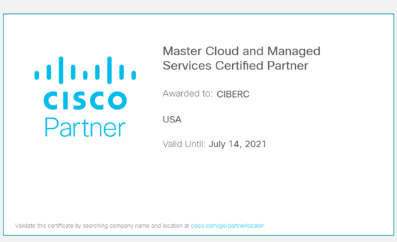 CiberC certificado: Master Cloud and Managed Service Certified Partner.