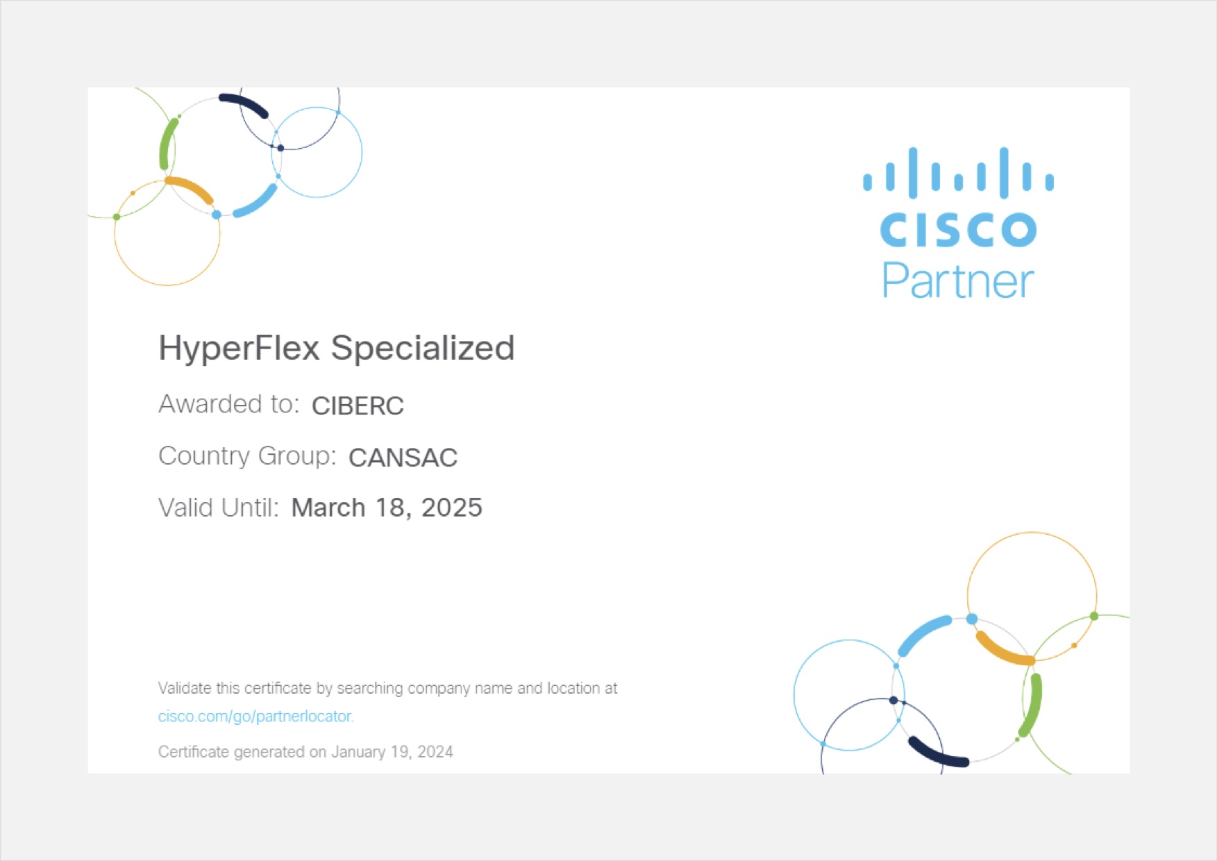 CIBERC ALCANZA LA ESPECIALIZACIÓN EN CISCO HYPERFLEX EN CANSAC